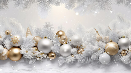 Obraz na płótnie Canvas Elegant white and gold themed Christmas banner