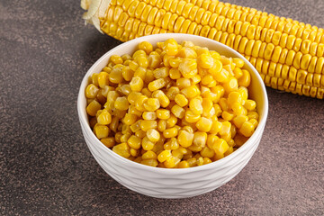 Marinated corn in the bowl
