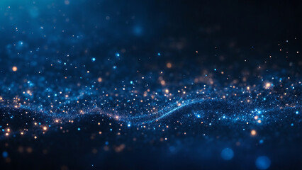 Abstract dark blue glowing particles glitter vintage lights background - Powered by Adobe