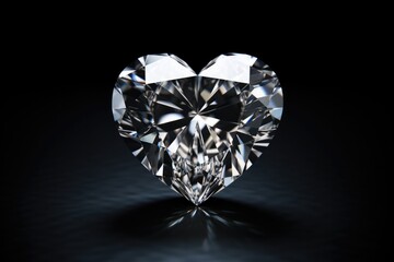 Fototapeta premium Diamond In Heart Shape On Black Background Precious Love