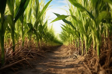 Fototapeta premium Earthy Sugarcane Field, Emphasizing Sustainability