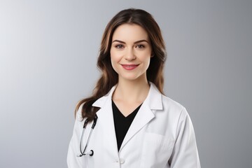 Female Doctor Smiling With Crossed Arms In White Background