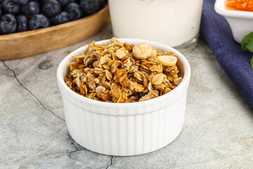 Granola museli cereal for breakfast