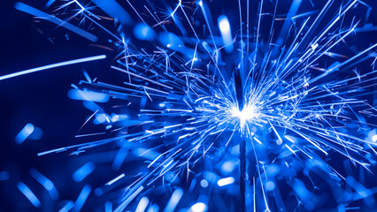 Blue sparks and blurred background