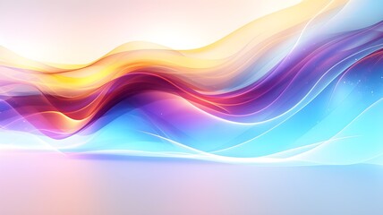 Glowing, colorful waves on a white background. Abstract wavy background.