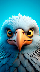 funny little eagle on a colored background,illustration. AI Generated
