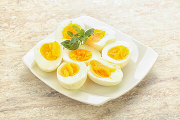 Boiled chicken egg for breakfast