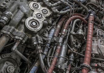 Detail of a historic Concorde jet engine.