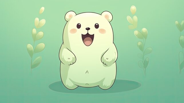  a white polar bear standing in front of some plants and grass.  generative ai