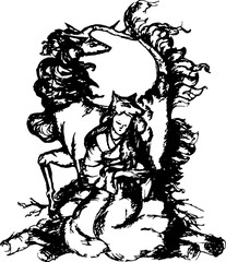 black and white illustration