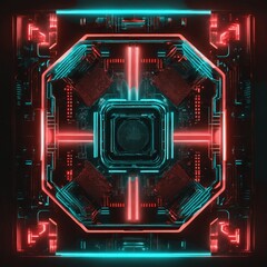 Fototapeta premium Neon Cyberpunk Transistor in Futuristic Abstract Style