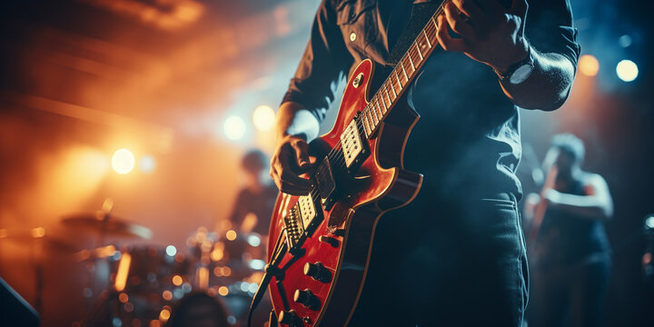 Music band group perform on a concert stage - Powered by Adobe