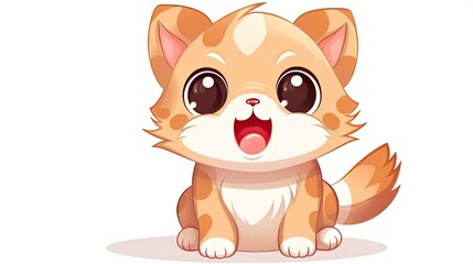  a cute little kitten sitting down with its mouth open and tongue out.  generative ai