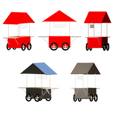 3D rendering of Food cart, Trolley with white label plate