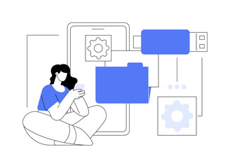 USB OTG flash drive isolated cartoon vector illustrations.