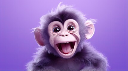  a monkey with a big smile on his face and mouth.  generative ai