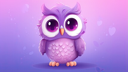  a purple owl with big eyes sitting on a purple background.  generative ai