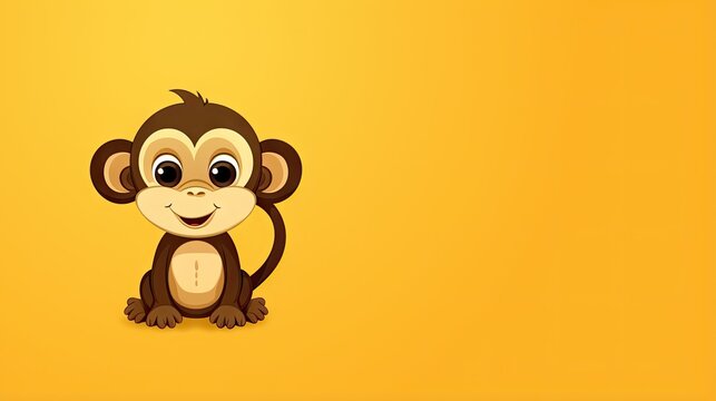  a monkey sitting on a yellow background with a smile on its face.  generative ai
