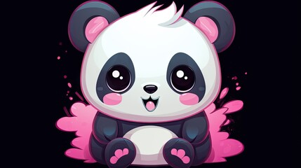  a cute panda bear sitting on top of a pink flower.  generative ai