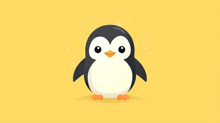  a penguin with a yellow background and a black and white penguin.  generative ai