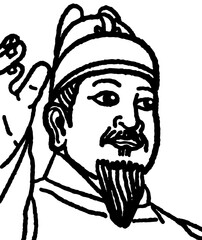 Korean Joesen Dynasty King Sejong with hand gesture 