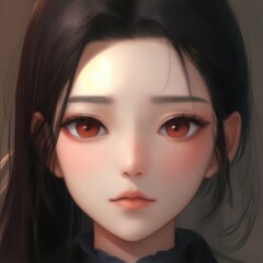 Illustration of a beautiful Asian woman's face for a profile photo