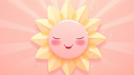 Obraz na płótnie Canvas a sunflower with a happy face on a pink background. generative ai