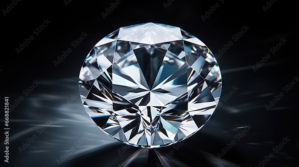 Poster a diamond is shown on a black background with a reflection. generative ai