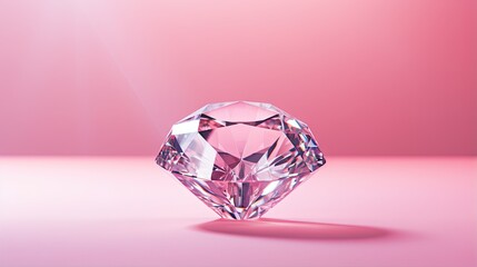  a pink diamond on a pink background with a shadow on the ground.  generative ai