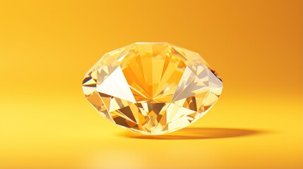  a yellow diamond on a yellow background with a shadow on the ground.  generative ai