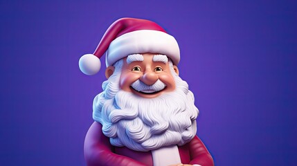  a cartoon santa clause holding a sign with a purple background.  generative ai
