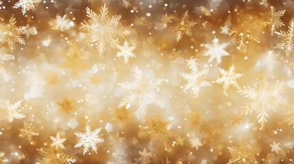  a gold and white background with snowflakes on it.  generative ai