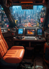 Futuristic Veins of Neon: An Inside Look into a Cyberpunk Vehicle Interior, A Generative AI’s Journey Through the Veins of Retro-Futurism and Modern Aesthetics