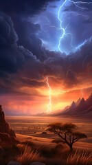 storm with lightning in the sky