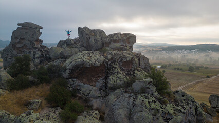 Extraordinary Phrygian cliffs on a misty day, the texture of the historical region and the travels...