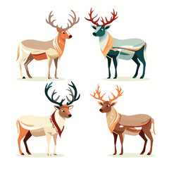 Vector set of reindeers abstract concept
