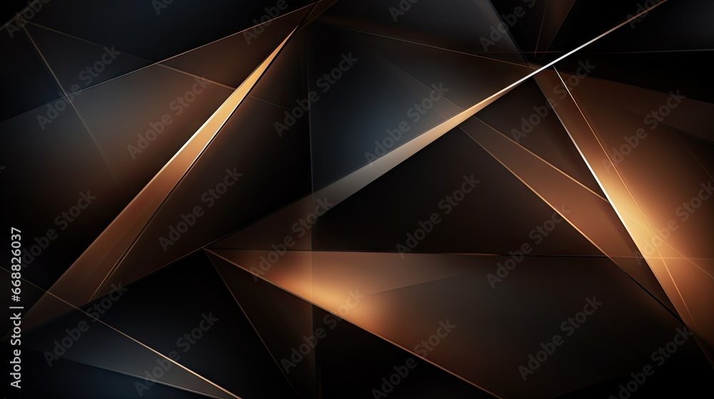 Poster a dark background with gold lines and a black background with gold lines. generative ai