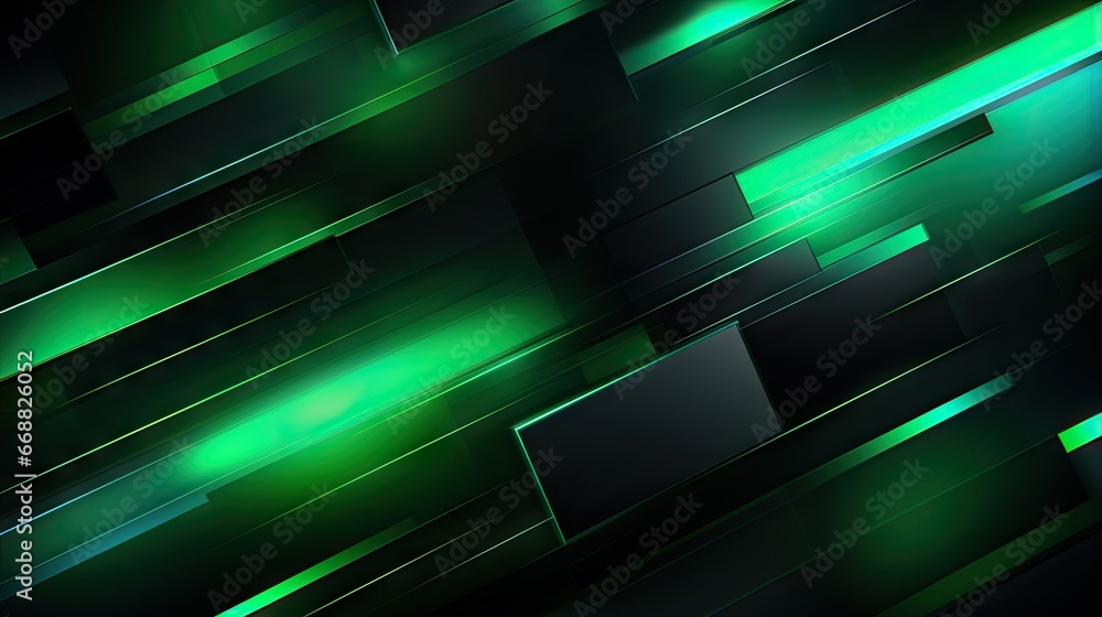 Poster a dark green background with a lot of squares and rectangles. generative ai