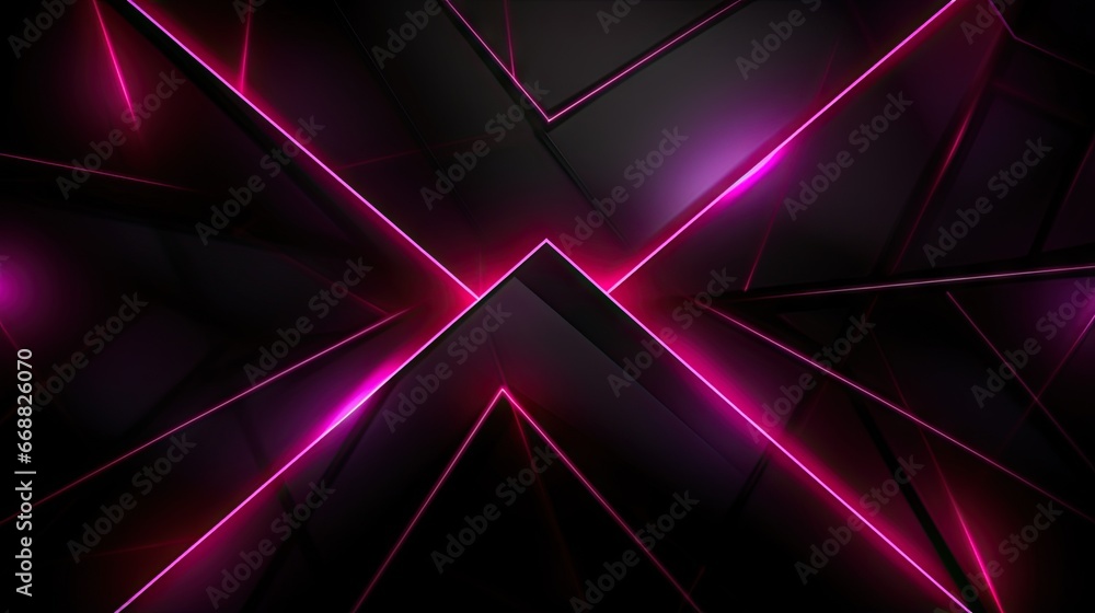 Poster a dark background with pink lights and a pattern of lines. generative ai