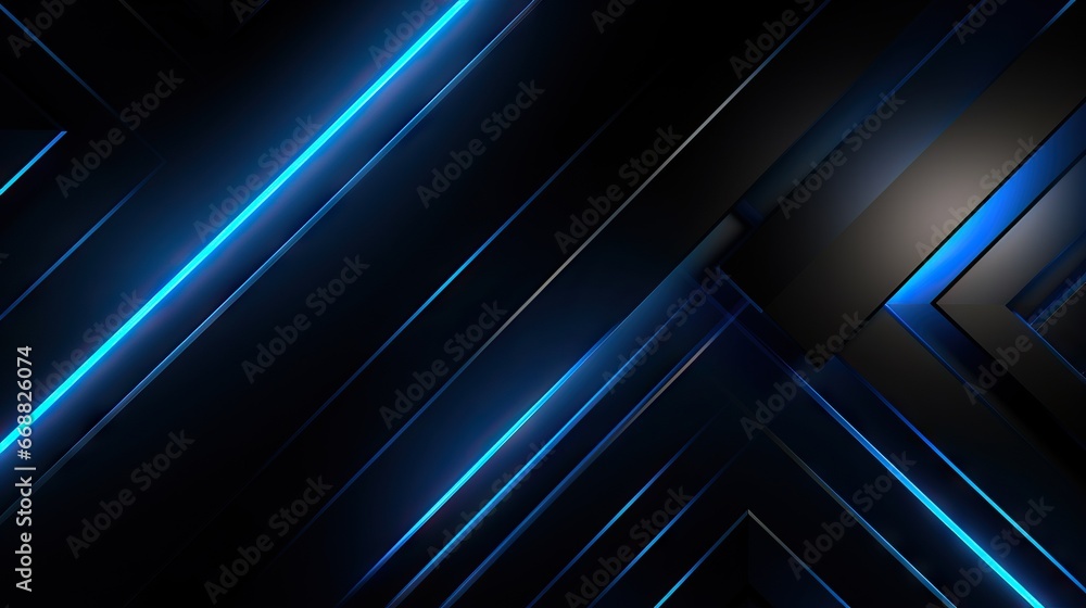 Poster a dark background with blue lines and a black background with blue lines. generative ai