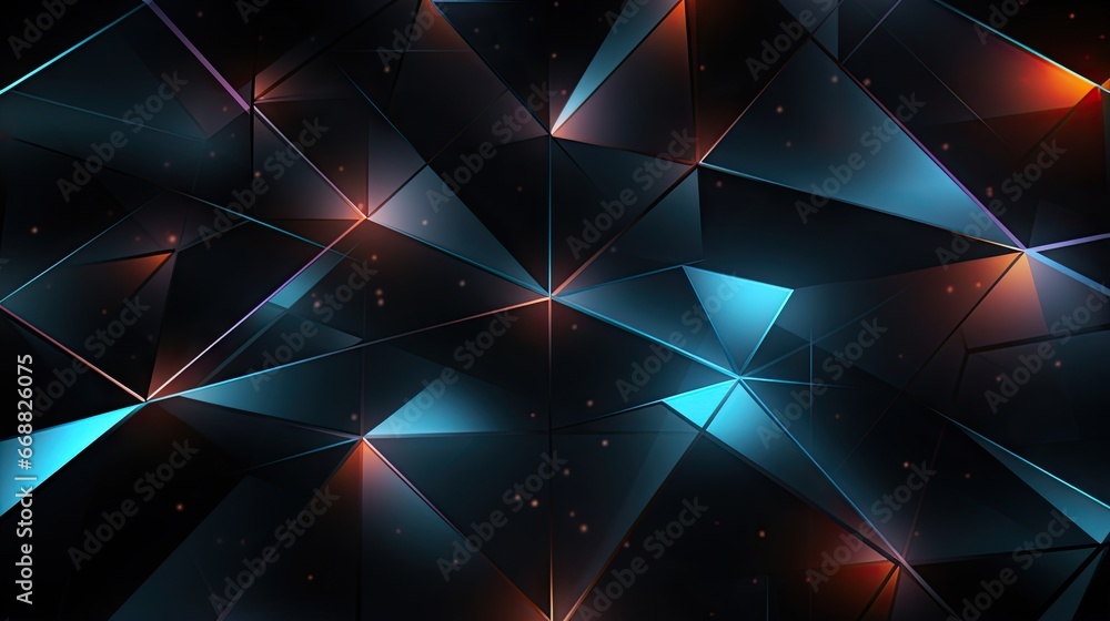Poster an abstract background with many different shapes and colors of blue and red. generative ai