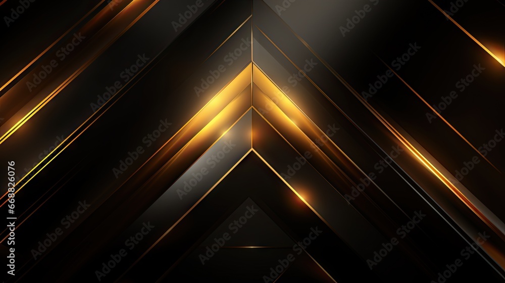 Poster a dark background with gold lines and a black background with gold lines. generative ai