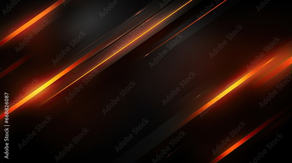 Poster a dark background with orange and red lines on it and a black background. generative ai