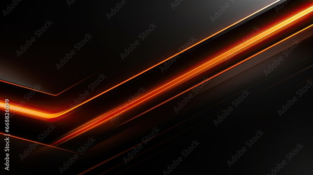 Poster a black background with orange lines and a black background with orange lines. generative ai