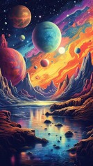 colorful alien planet