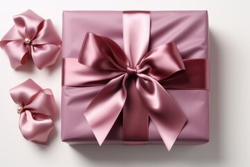 Gift box with satin ribbon and bow professional photography
