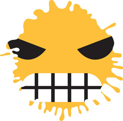 Angry face emoji in ink drop shape