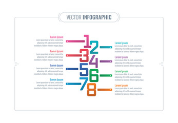 annual report, magazine, web, internet infographic template. eight step informational template. business briefing template with numbers