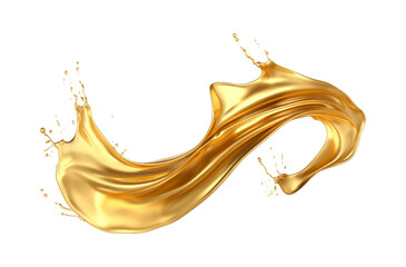 luxury sparkling golden splash waves isolated on a transparent background, Abstract liquid wave, Luxury gold splash, Abstract gold fluid splash. Generative AI 