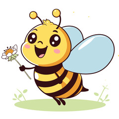 bee and flower cute ilustration